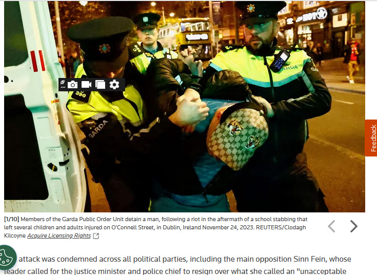Garda Public Order Unit Detain Man Following Riot In Dublin, Ireland November 24. 2023