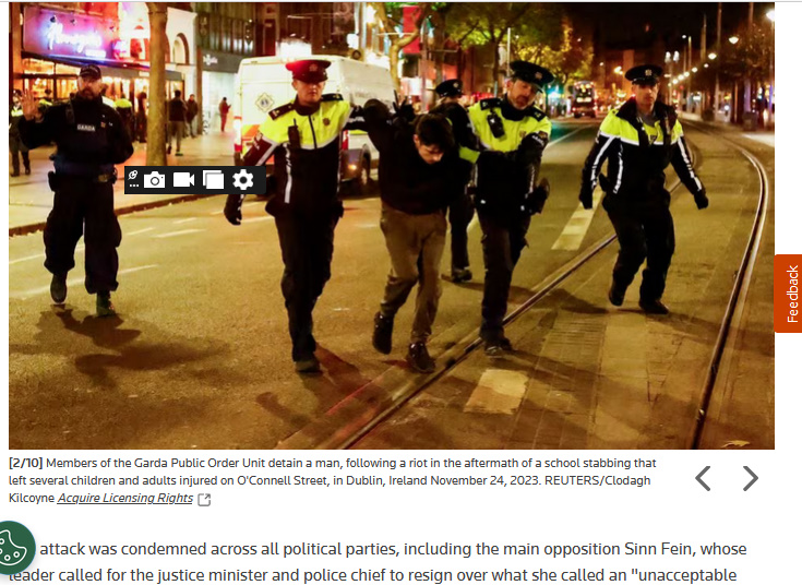 Garda Public Order Unit Detain Man Following Riot In Dublin, Ireland November 24, 2023